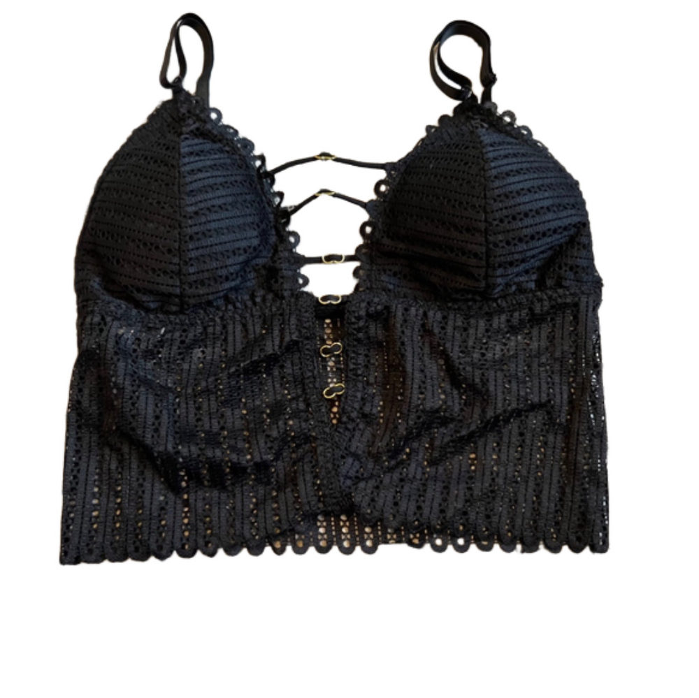 Women's Unbranded Black Lace Crop Top M/L